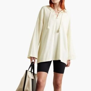 Nili LotanWomen’s Henriette lace-up tasseled cotton-terry hoodie